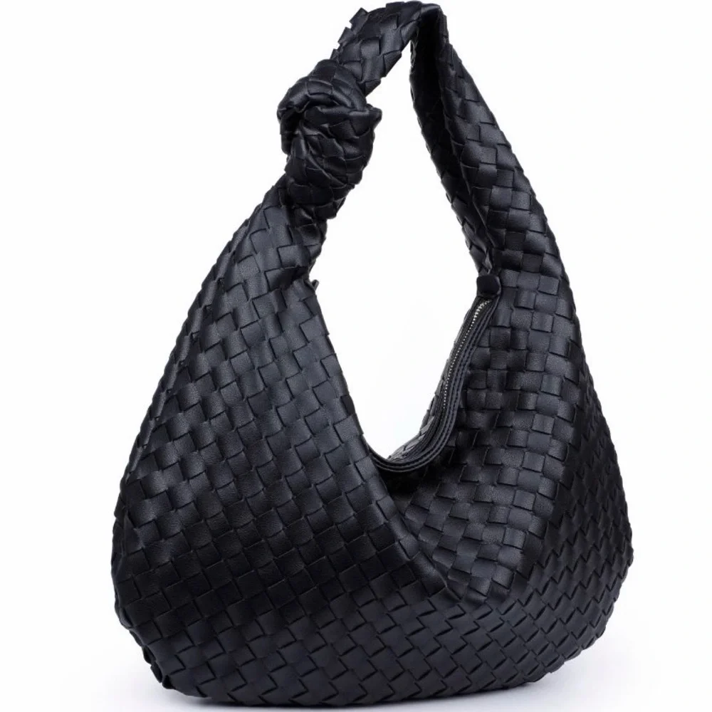 LAST ONE NWT Urban Expressions ‘Vanessa’ Woven Vegan Leather Knot Hobo in Black